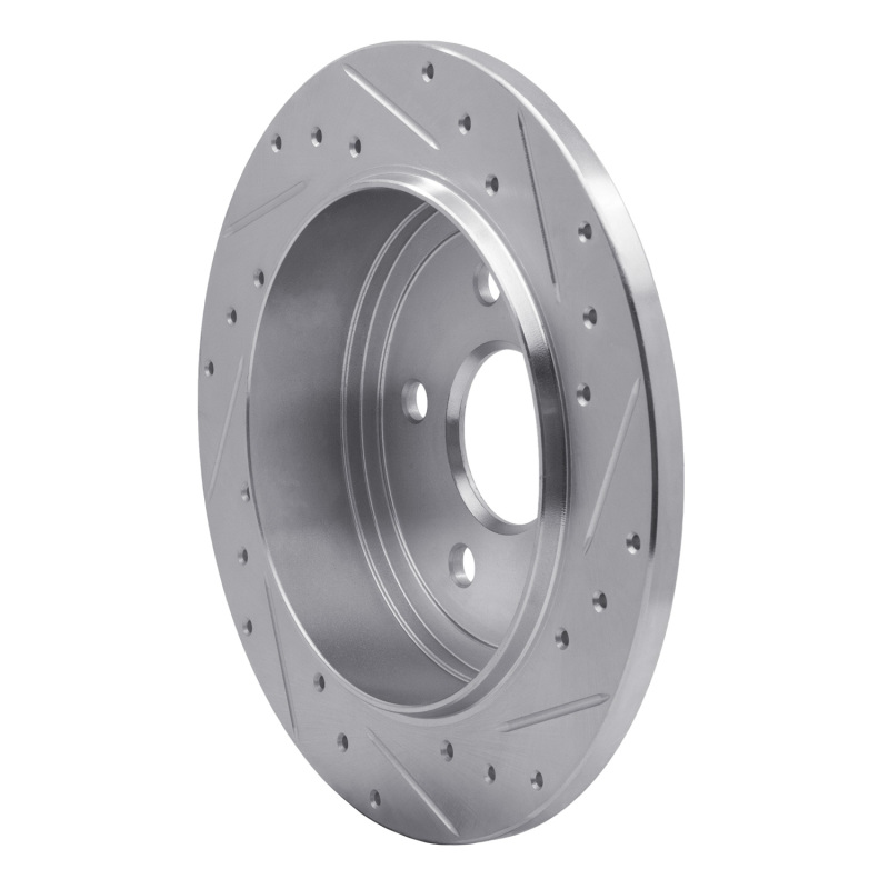 Jeep Commander Brake Rotor (1) - Rear Left - R1 Concepts - Drilled & Slotted - Silver - `05-`10